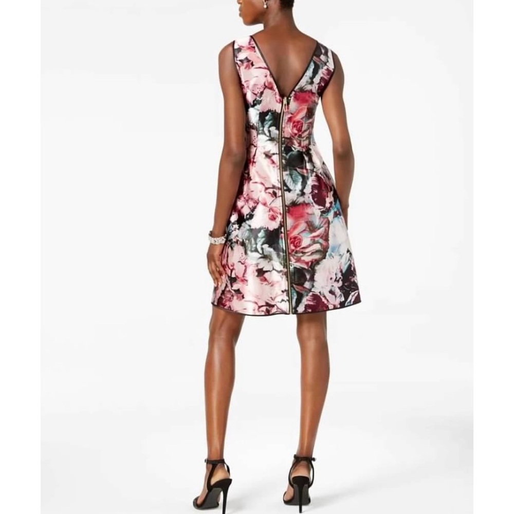 Laundry By Shelli Segal Pink and Black Floral Midi Dress - Picture 14 of 16